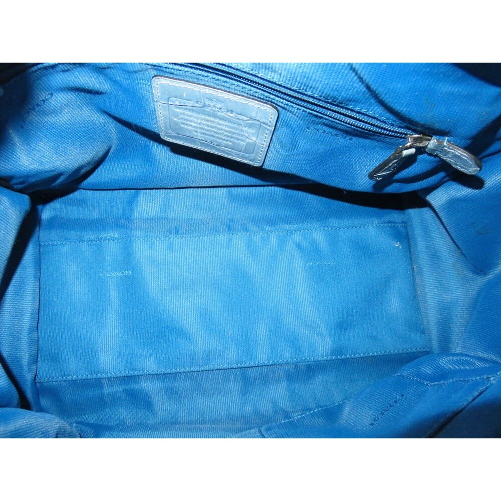SOLD Coach Rhyder Limited Edition rare dusty blue Croc Embossed Denim Leather - Picture 7 of 16